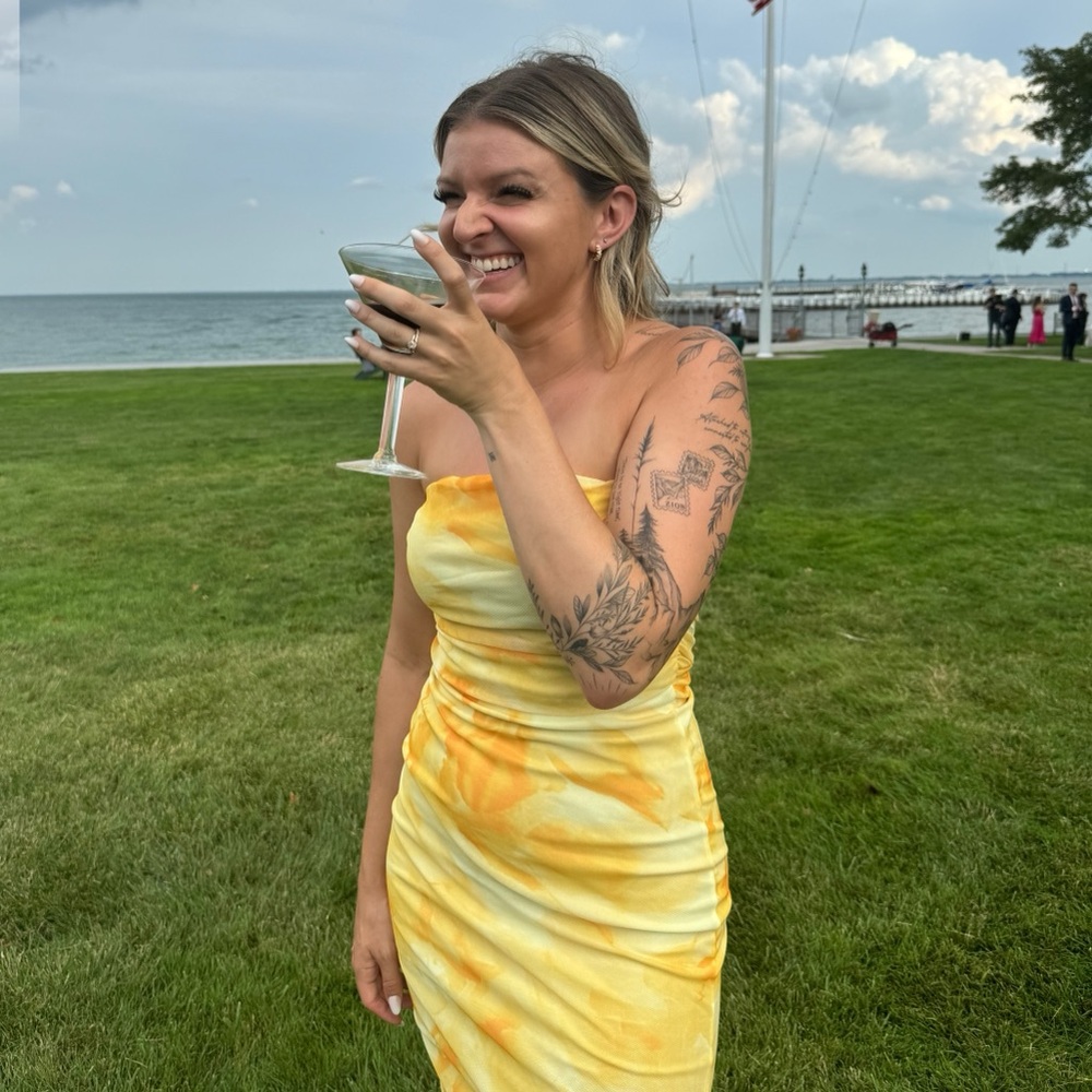 Strapless Wedding Guest Yellow dress